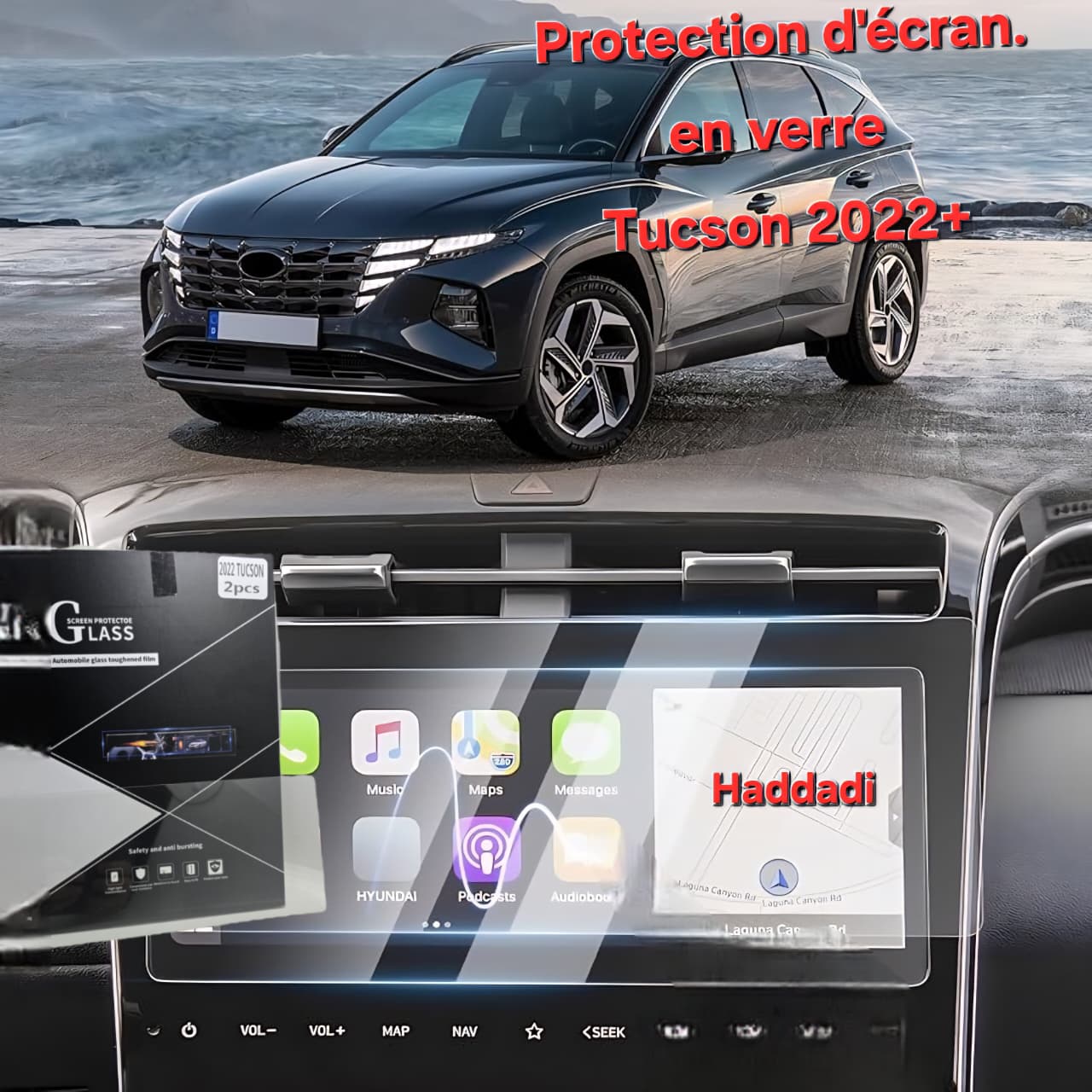 Verre Trempé de Protection pour Écran Voiture et Cockpit Digital Tucson 2021+