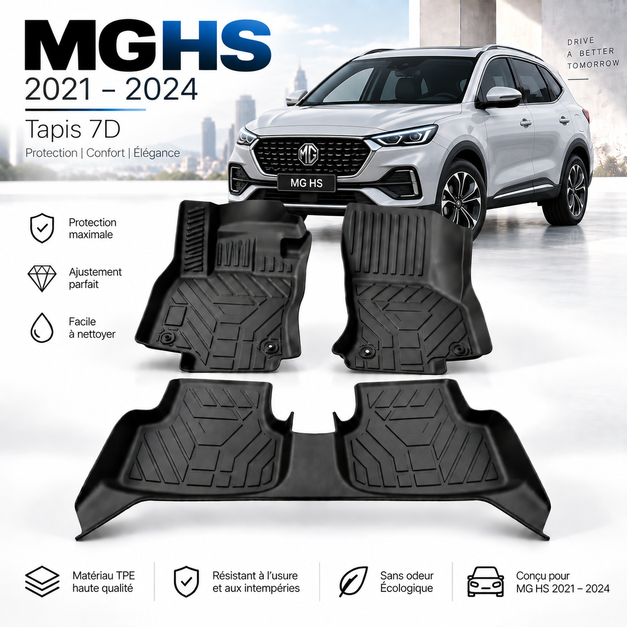Tapis 7D MG HS 2021-2024 – Sur Mesure & Protection Premium