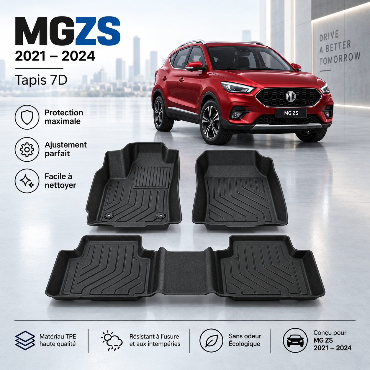Tapis 7D MG ZS 2021-2024 – Sur Mesure & Protection Premium