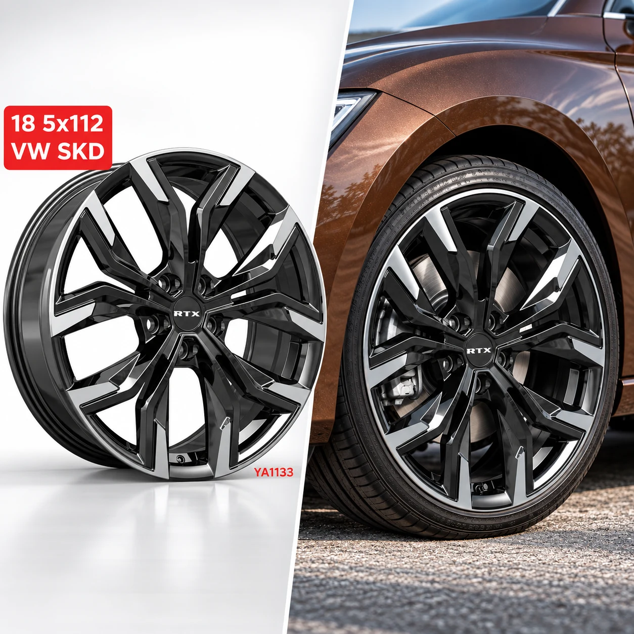 Jantes 18 Pouces 5x112 Noir & Gris – Volkswagen, Audi, Mercedes, Skoda, Seat
