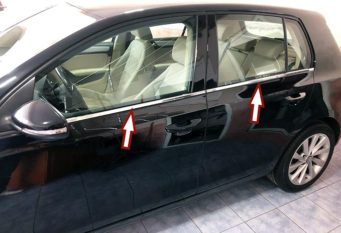 Baguettes Chromées Fenêtres VW Golf 6 VI – Inox 304 – 4 Pièces – 2008 à 2012