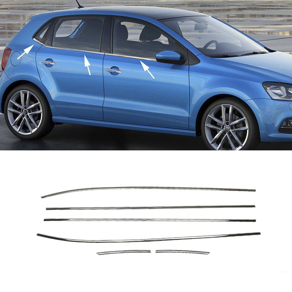 Baguettes Chromées Vitres Volkswagen Polo 5 V – Inox – Finition Premium – 2009+