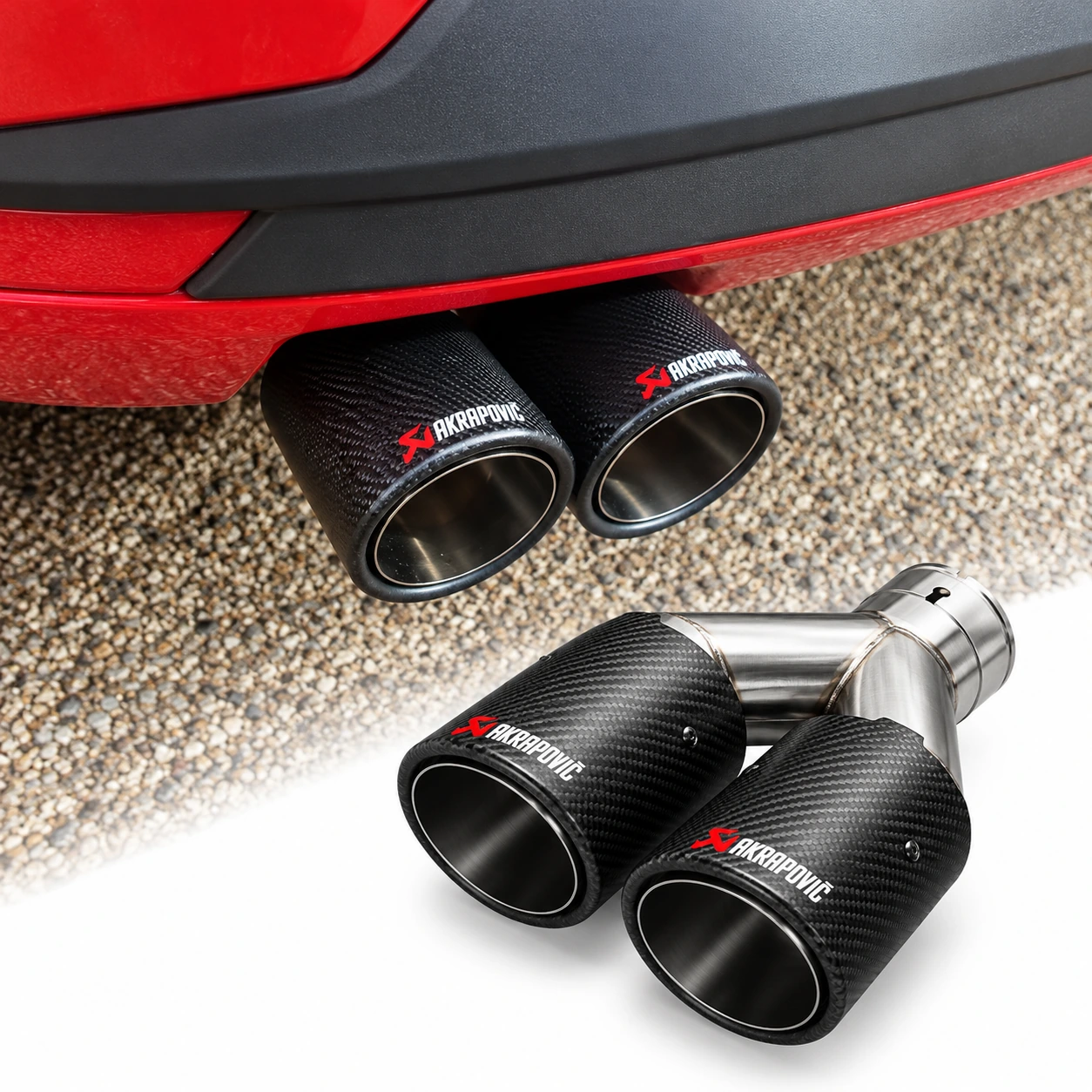 Embout d’Échappement Double Carbone Universel – Style Akrapovic
